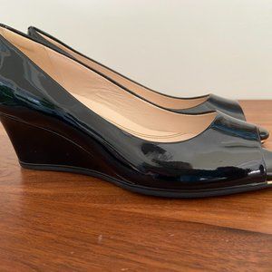 Cole Haan Grand Ambition Black Patton Leather Wedges